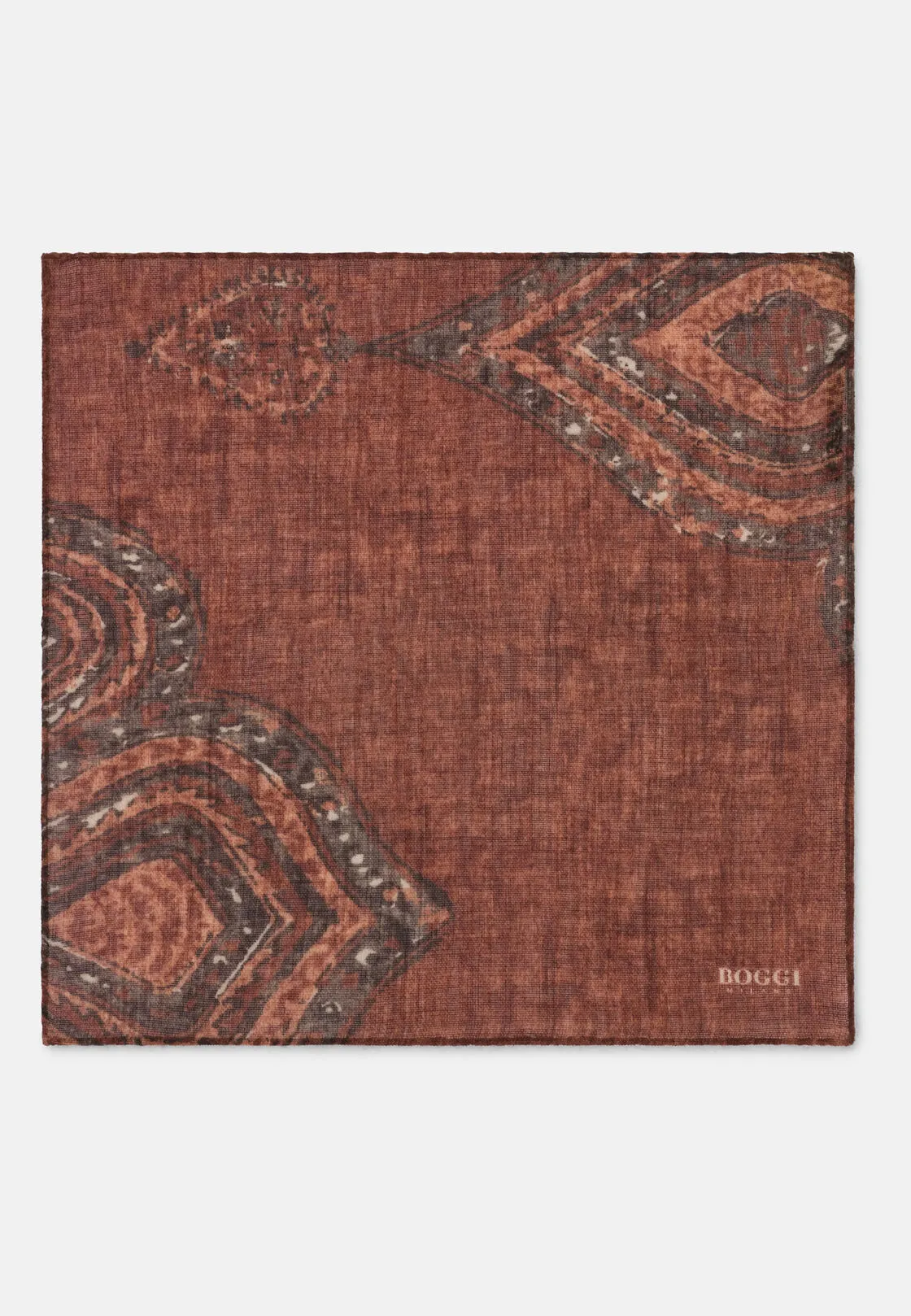 Boggi, Pochette Stampa Macro Fantasia In Lana, Uomo, Rouge - immagine 2