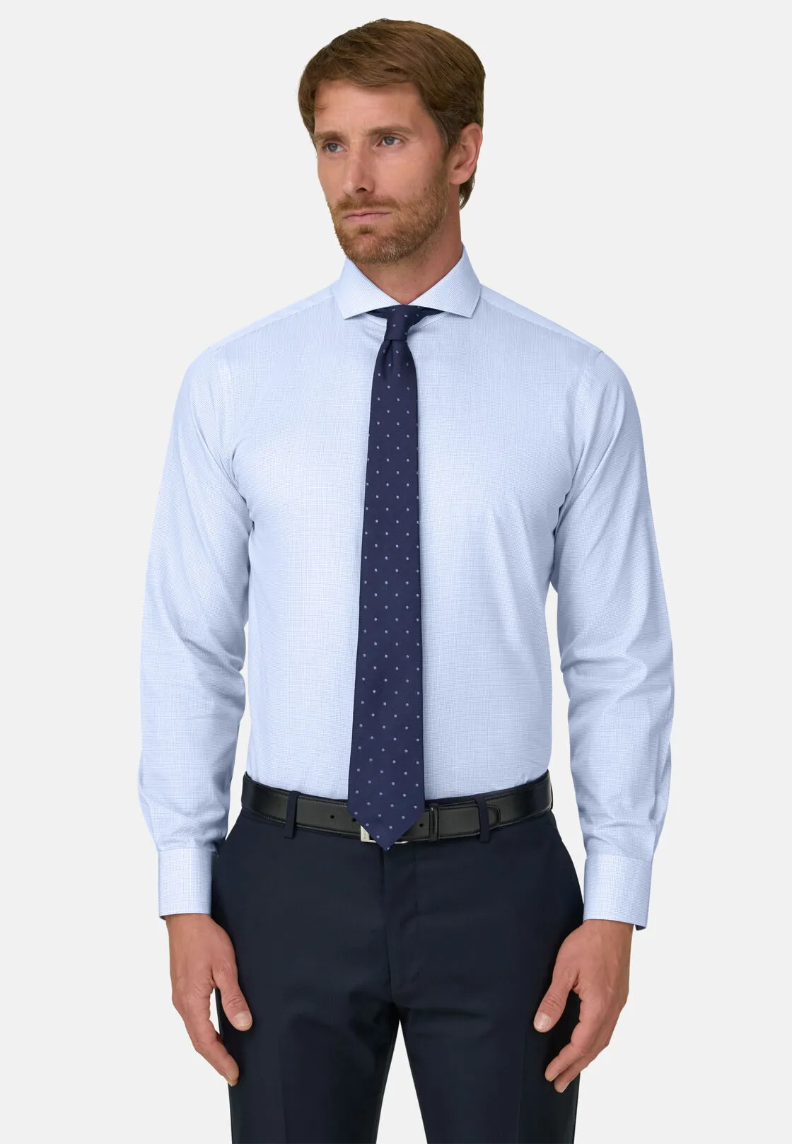 Boggi, Camicia A Quadretti In Popeline Di Cotone Slim Fit, Uomo, Azzurro, Taglia: 44 - immagine 1