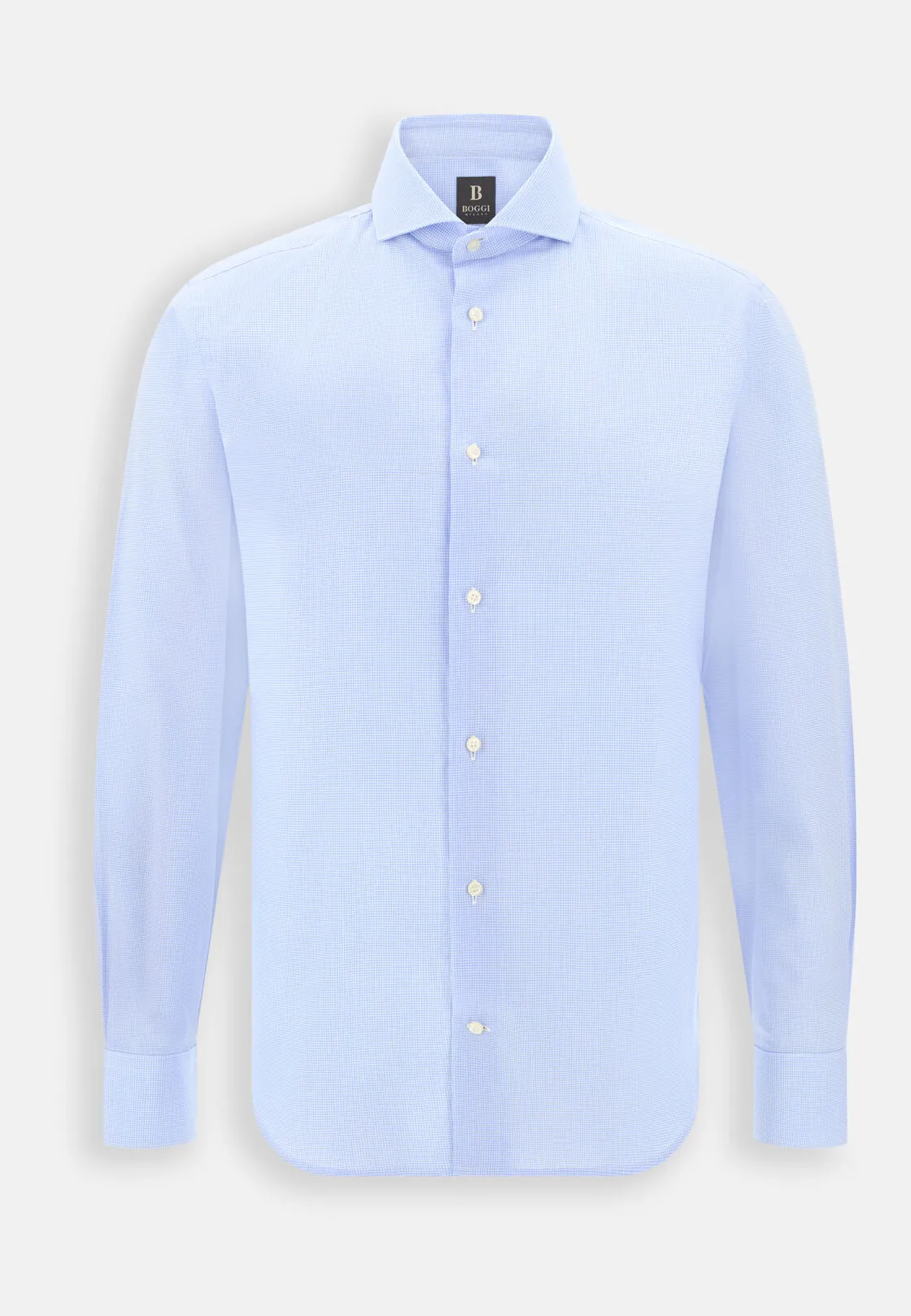 Boggi, Camicia A Quadretti In Popeline Di Cotone Slim Fit, Uomo, Azzurro, Taglia: 44 - immagine 6