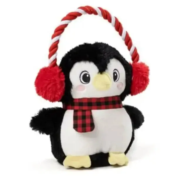 Peluche per cani con corda e squeaker Pinguino Chilly Leopet Lunghezza 28 cm - Giochi per cani - immagine 1