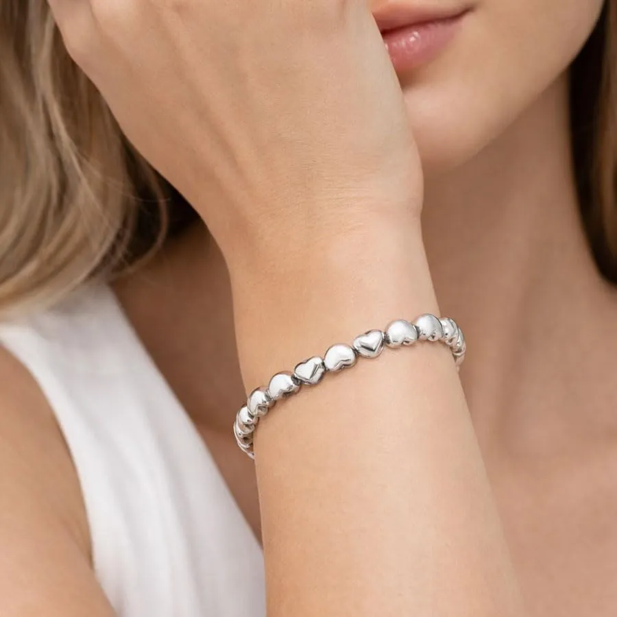 SAGA GIOIELLI® Bracciale donna cuori in Acciaio Inox - Regalo donna Fidanzata Moglie Acciaio - Confezione Regalo - Regalo San Valentino (Argentato) - immagine 2