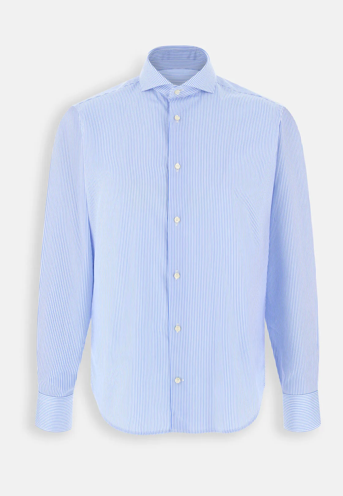 Boggi, Camicia A Righe In Twill Di Cotone Slim Fit, Uomo, Azzurro, Taglia: 38 - immagine 6