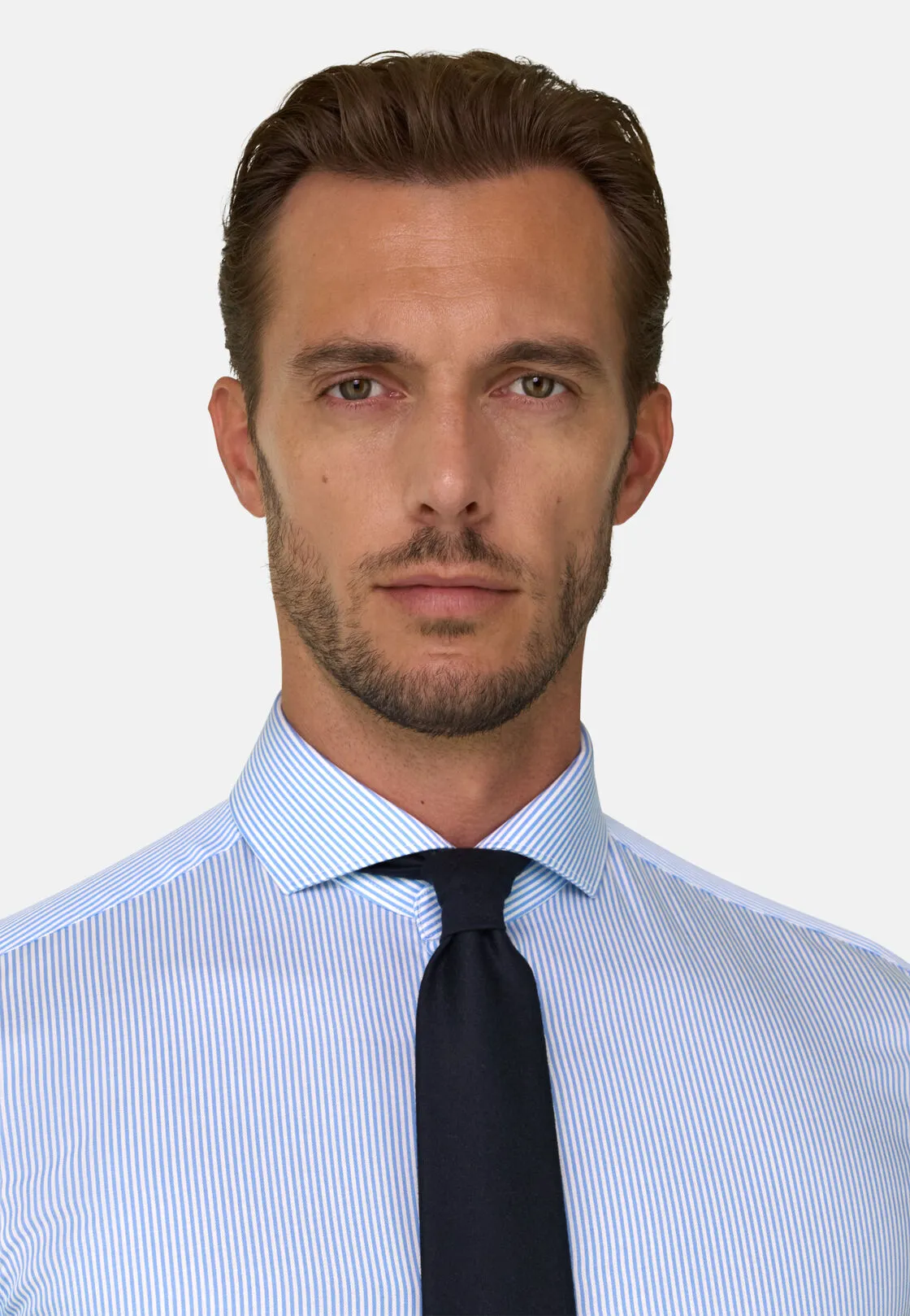 Boggi, Camicia A Righe In Twill Di Cotone Slim Fit, Uomo, Azzurro, Taglia: 39 - immagine 3