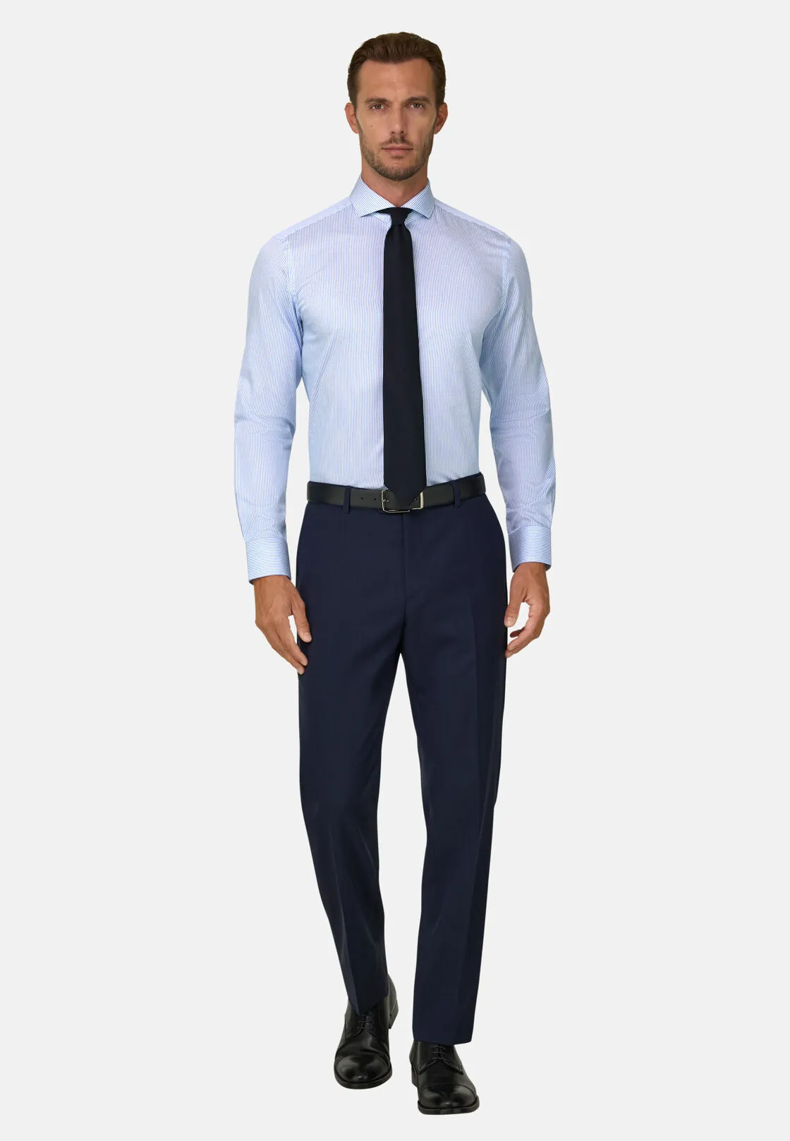 Boggi, Camicia A Righe In Twill Di Cotone Slim Fit, Uomo, Azzurro, Taglia: 40 - immagine 2