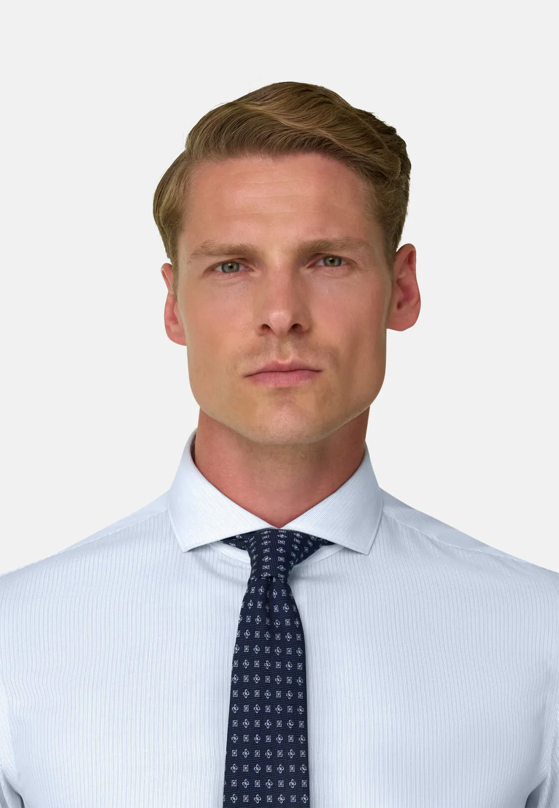 Boggi, Camicia A Righe In Cotone Non-iron Slim Fit, Uomo, Azzurro, Taglia: 38 - immagine 3