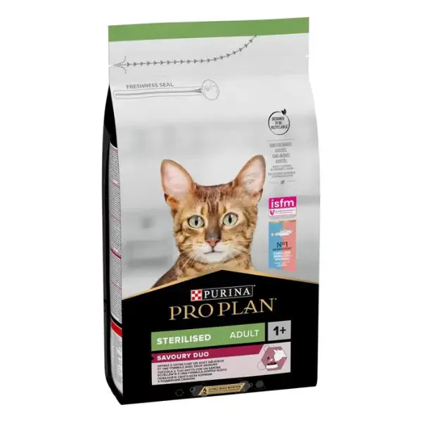 Purina Pro Plan Sterilised Adult 1+ Savoury Duo Ricco In Merluzzo E Trota 1,5 kg - Croccantini per gatti - immagine 1