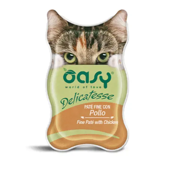 Oasy Delicatesse 85 gr Paté con pollo - confezione da 18 pezzi - Cibo umido per gatti - immagine 1