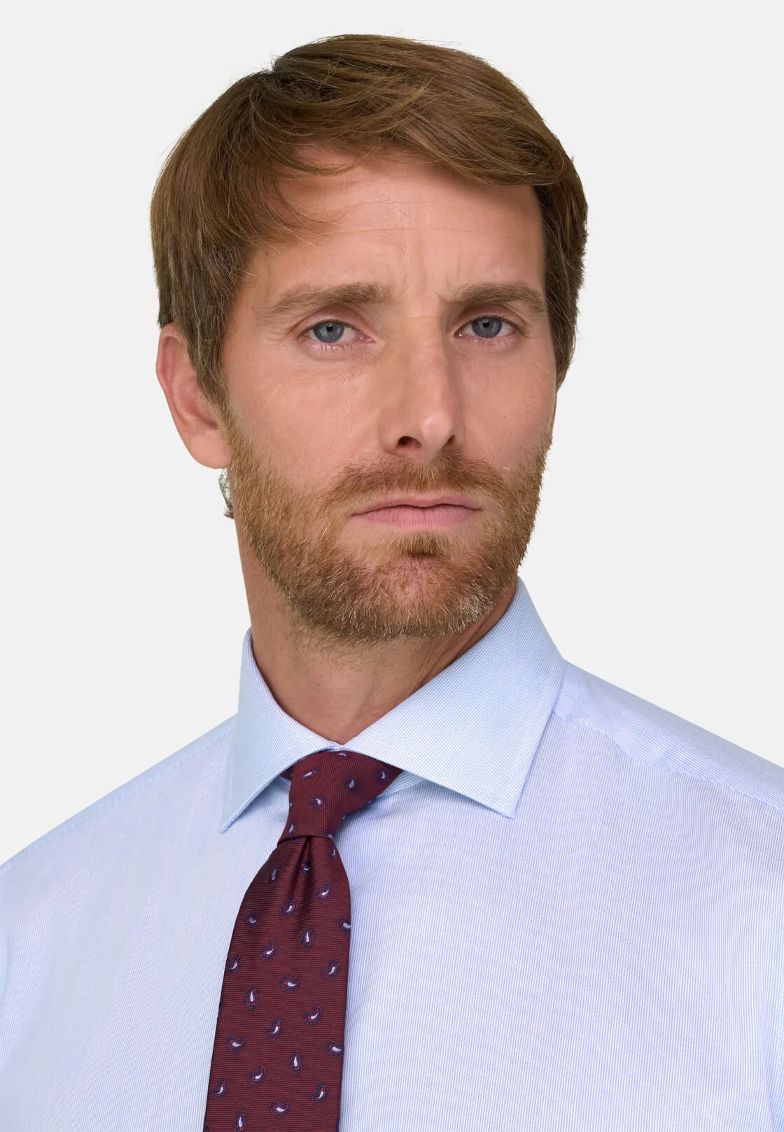 Boggi, Camicia A Righe In Twill Di Cotone Slim Fit, Uomo, Azzurro, Taglia: 40 - immagine 3