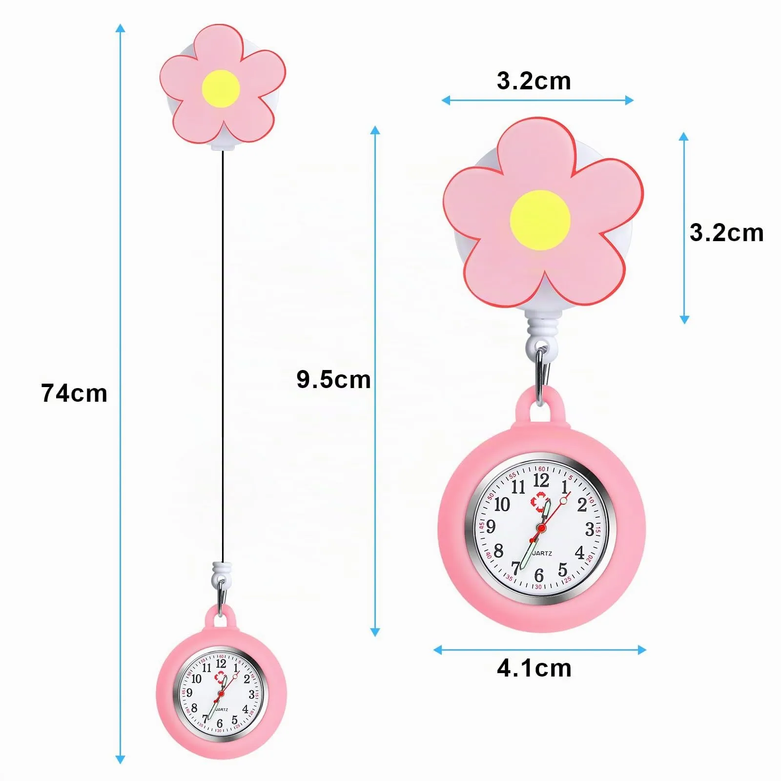 Vicloon Orologio da Infermiere, 2Pcs Orologio da Taschino Infermieri in Silicone, Infermieri Fob Medical Watch con Spilla Badge Reel Clip, Orologi da Tasca per Medici e Paramedico - immagine 2
