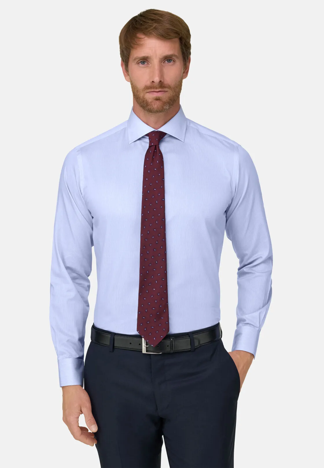 Boggi, Camicia A Righe In Twill Di Cotone Slim Fit, Uomo, Azzurro, Taglia: 41 - immagine 1