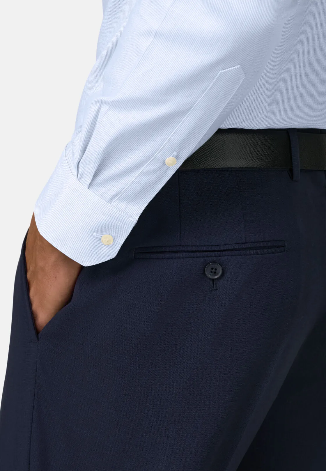 Boggi, Camicia A Righe In Dobby Di Cotone Slim Fit, Uomo, Azzurro, Taglia: 42 - immagine 4