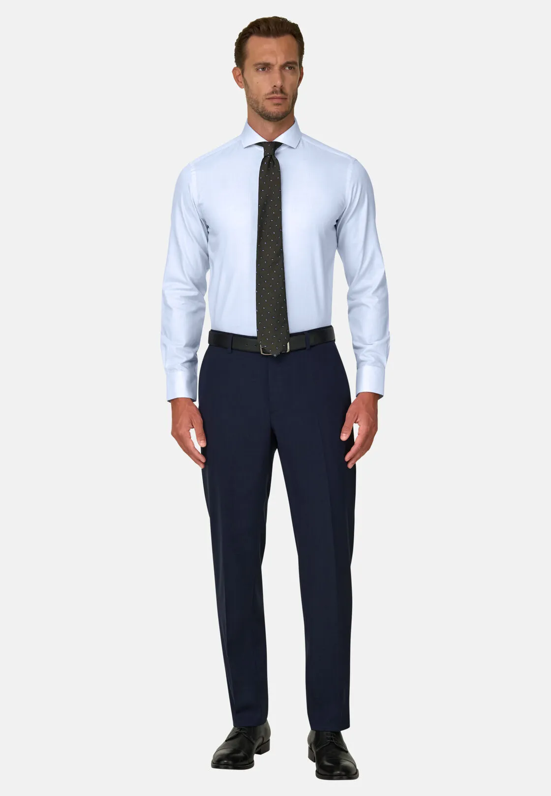 Boggi, Camicia A Righe In Dobby Di Cotone Slim Fit, Uomo, Azzurro, Taglia: 43 - immagine 2