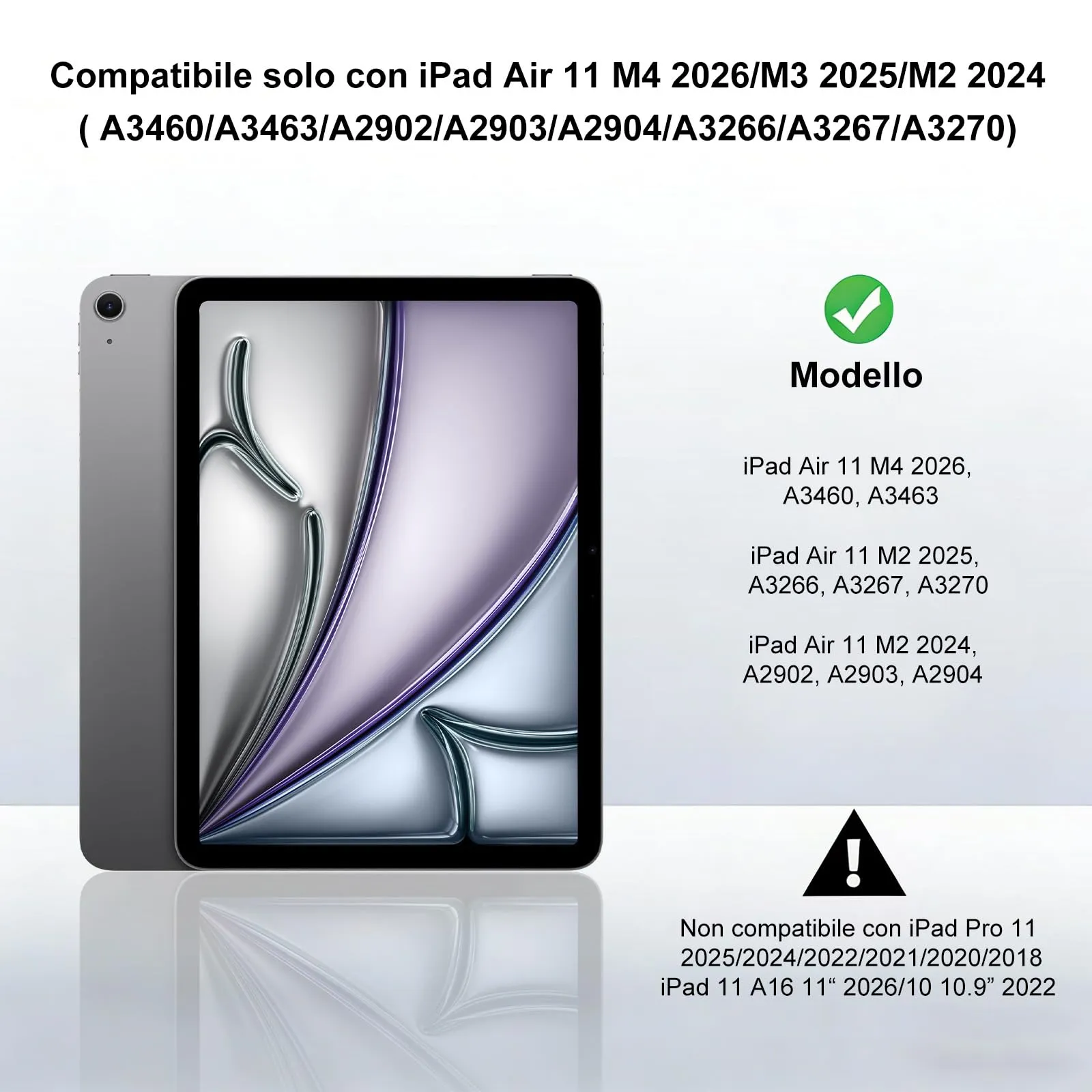 Cover Tastiera per iPad Air 11 M4 2026/M3 2025/M2 2024 11 Pollici - immagine 2