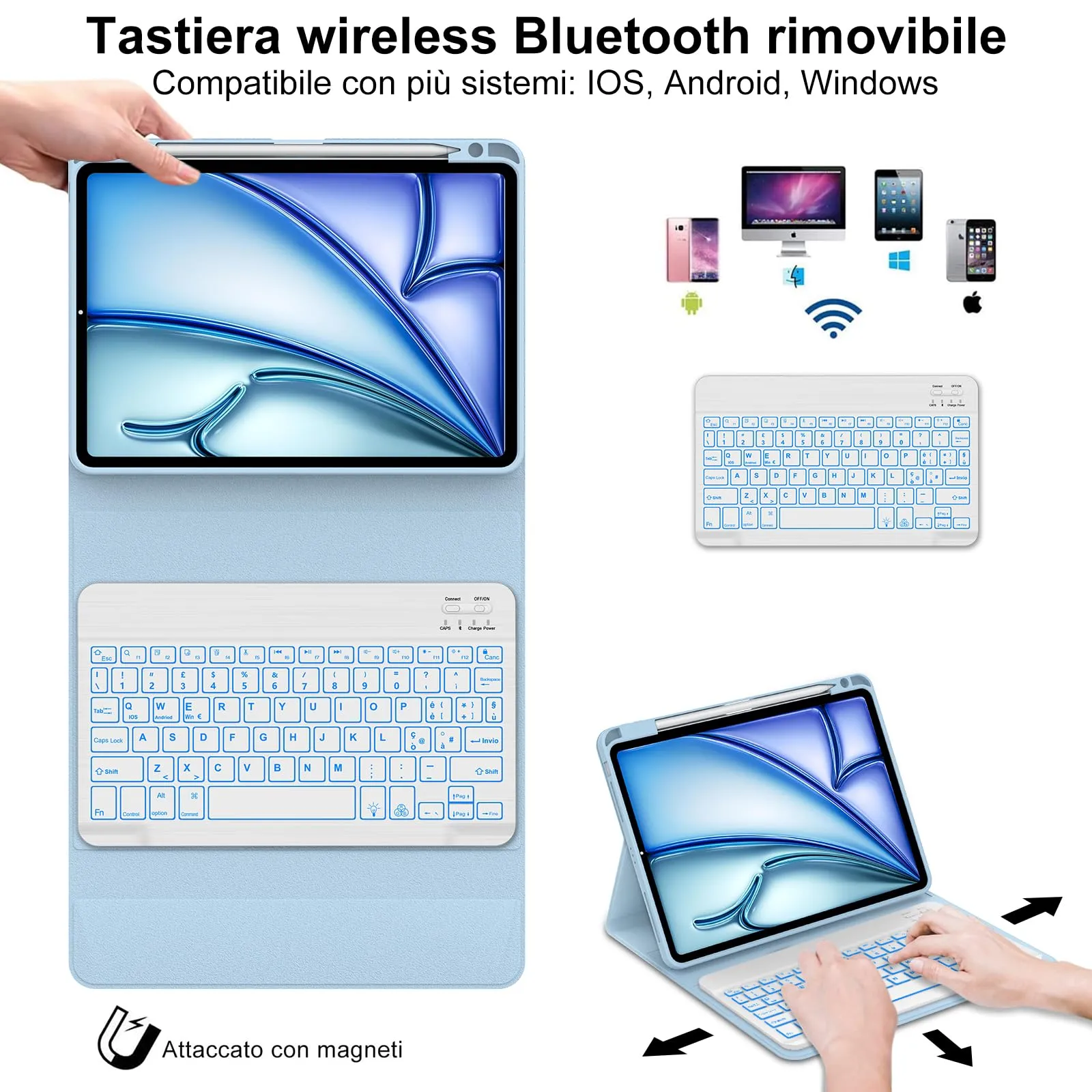 Cover Tastiera per iPad Air 11 M4 2026/M3 2025/M2 2024 11 Pollici - immagine 3