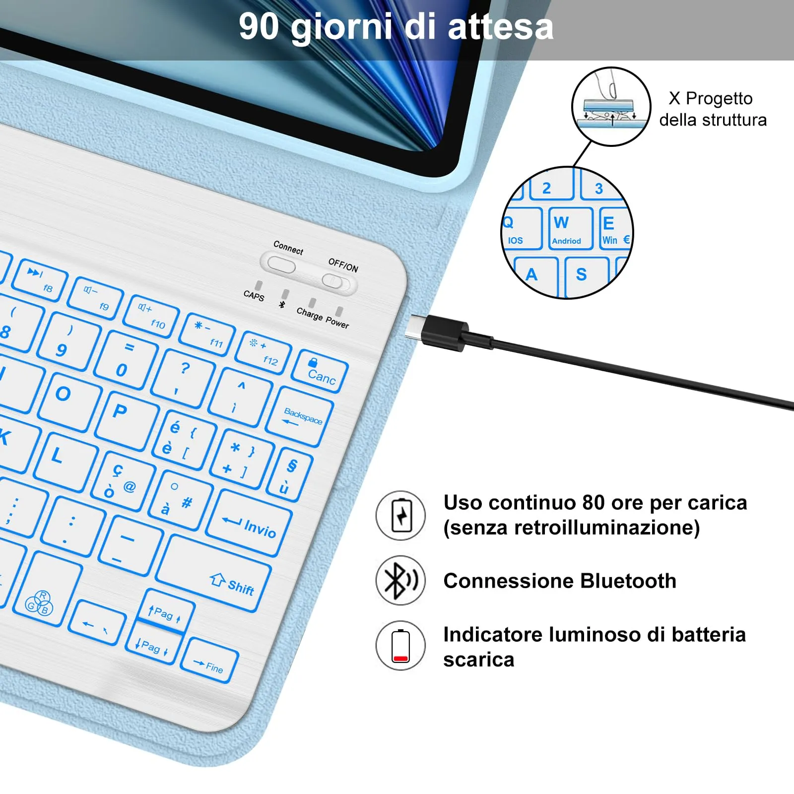 Cover Tastiera per iPad Air 11 M4 2026/M3 2025/M2 2024 11 Pollici - immagine 4