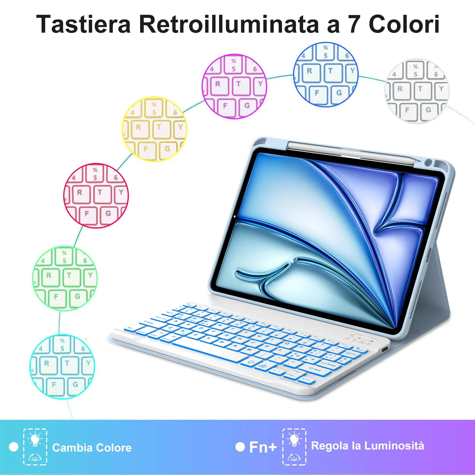 Cover Tastiera per iPad Air 11 M4 2026/M3 2025/M2 2024 11 Pollici - immagine 5