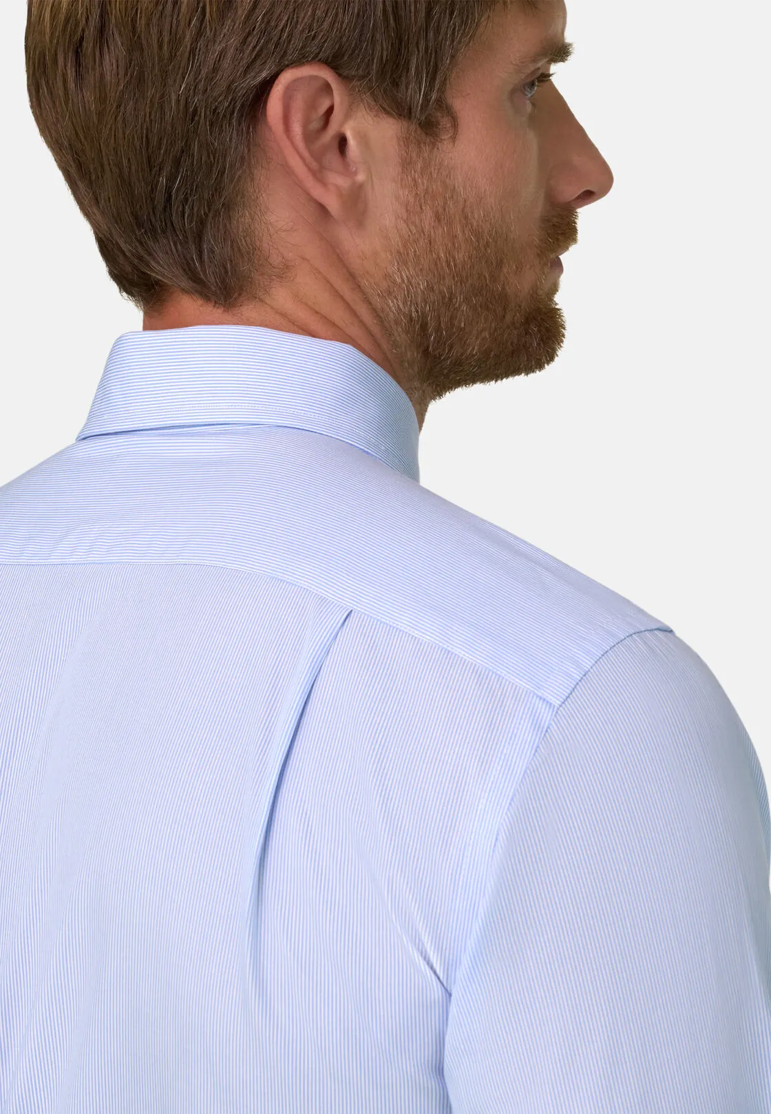 Boggi, Camicia A Righe In Popeline Di Cotone Regular Fit, Uomo, Azzurro, Taglia: 39 - immagine 4