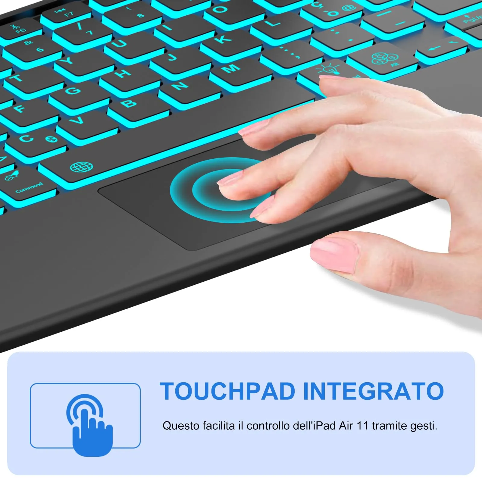 Tastiera per iPad Air 11 M4 2026/M3 2025/M2 2024 11 Pollici con Cover - immagine 5