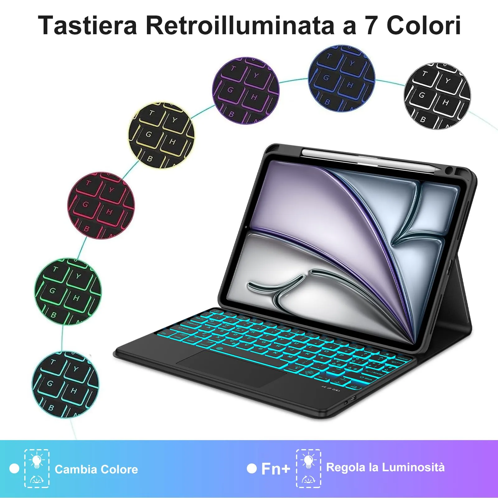 Tastiera per iPad Air 11 M4 2026/M3 2025/M2 2024 11 Pollici con Cover - immagine 6