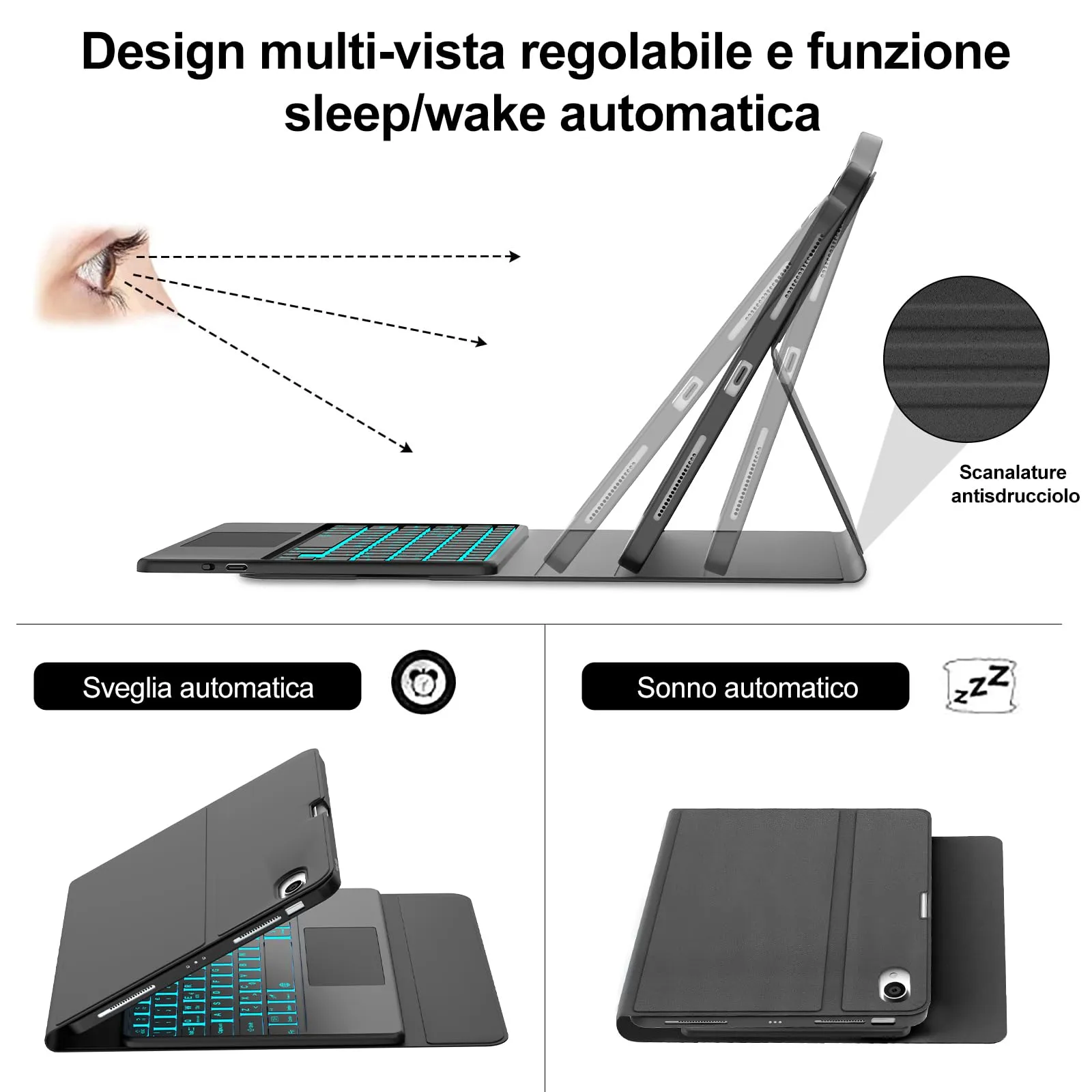 Tastiera per iPad Air 11 M4 2026/M3 2025/M2 2024 11 Pollici con Cover - immagine 7