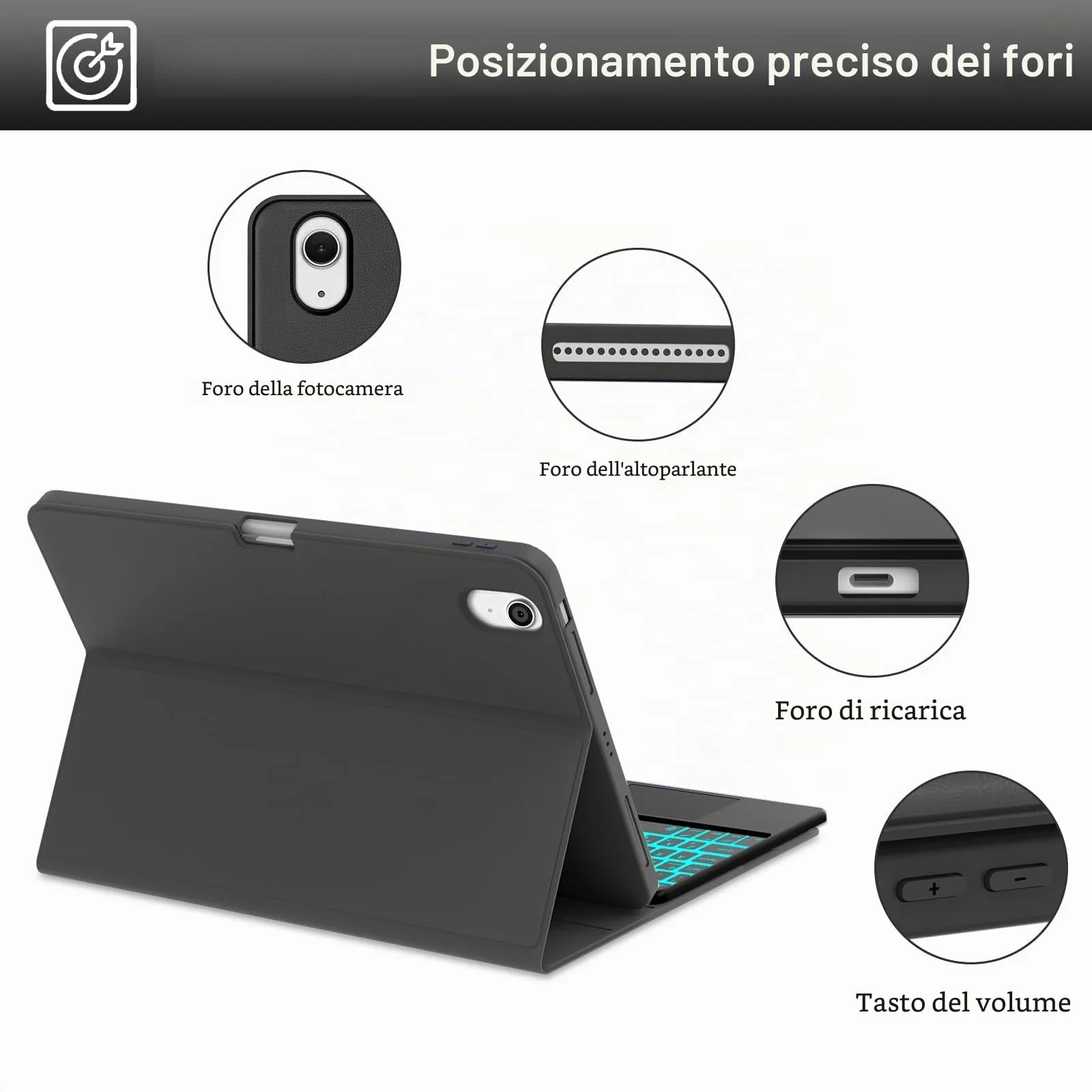 Tastiera per iPad Air 11 M4 2026/M3 2025/M2 2024 11 Pollici con Cover - immagine 8