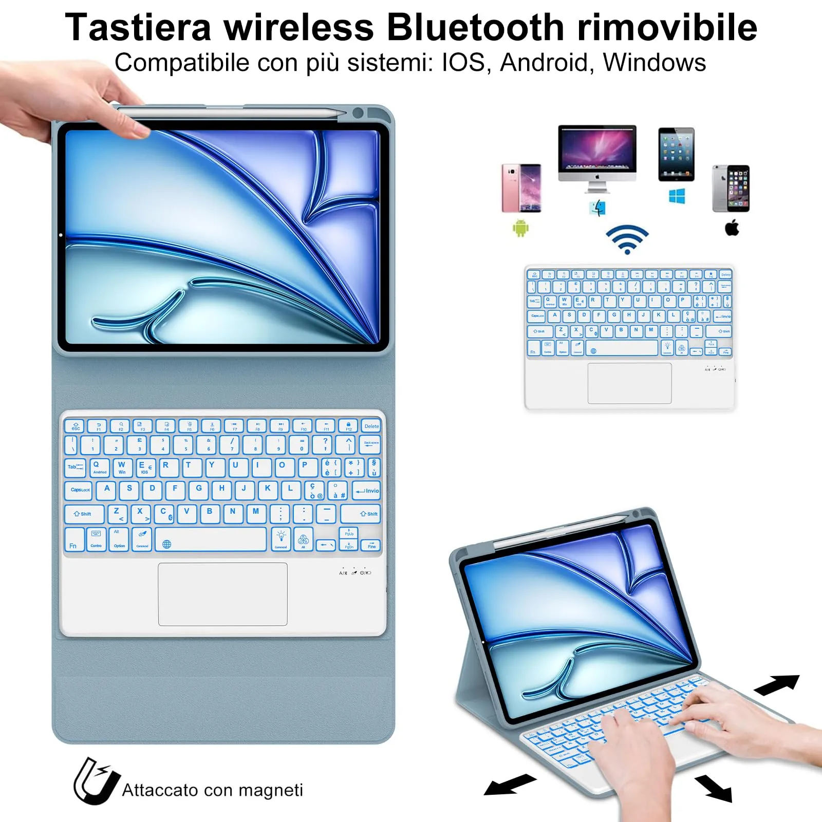 Cover Tastiera per iPad Air 11 M4 2026/M3 2025/M2 2024 11 Pollici - immagine 3