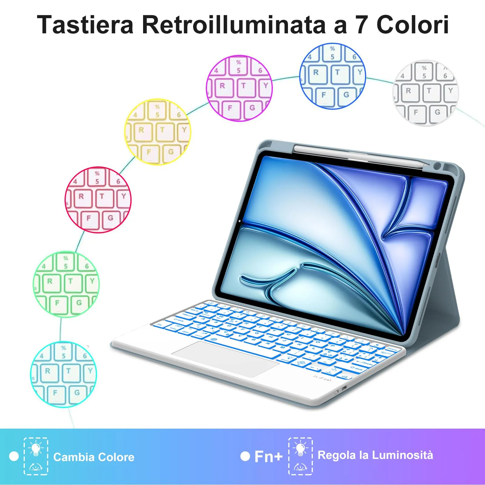 Cover Tastiera per iPad Air 11 M4 2026/M3 2025/M2 2024 11 Pollici - immagine 6