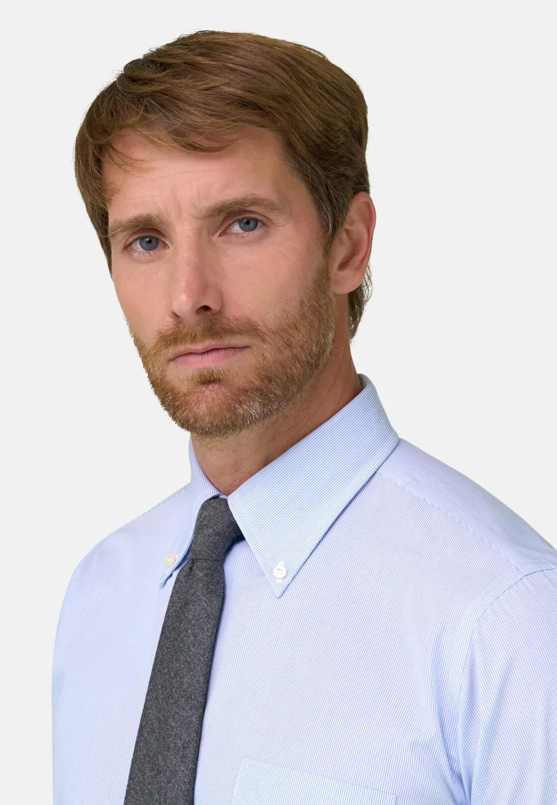 Boggi, Camicia A Righe In Popeline Di Cotone Regular Fit, Uomo, Azzurro, Taglia: 44 - immagine 3