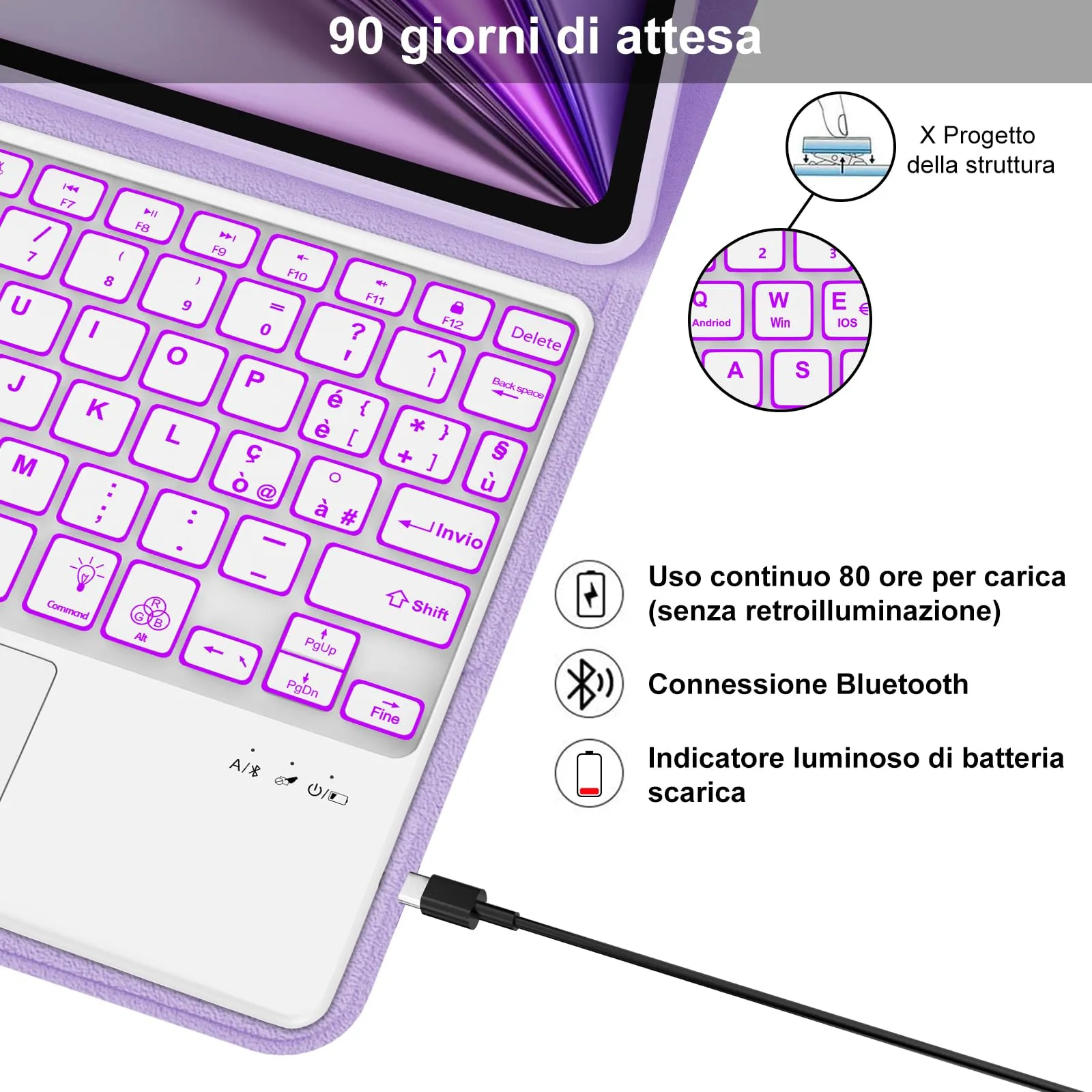 Cover Tastiera per iPad Air 11 M4 2026/M3 2025/M2 2024 11 Pollici - immagine 4