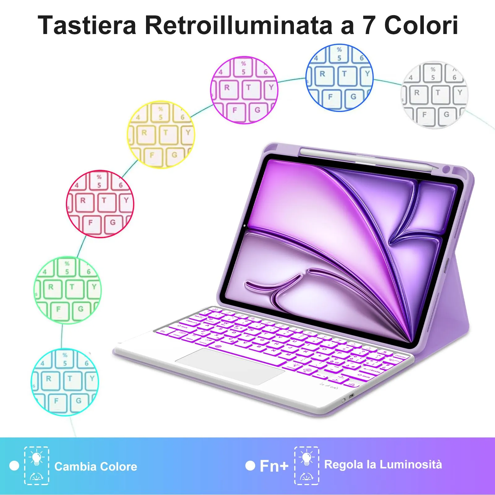 Cover Tastiera per iPad Air 11 M4 2026/M3 2025/M2 2024 11 Pollici - immagine 6