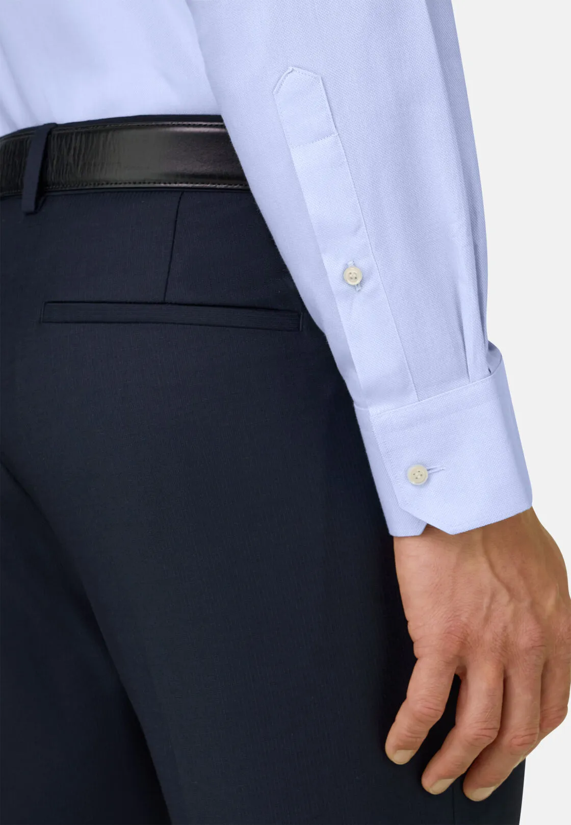 Boggi, Camicia In Dobby Di Cotone Slim Fit, Uomo, Azzurro, Taglia: 43 - immagine 4