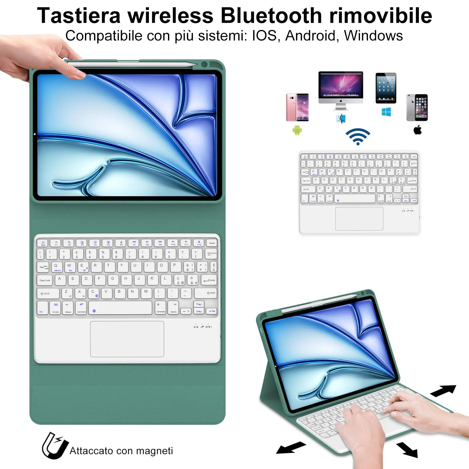 Tastiera per iPad Air 11 M4 2026/M3 2025/M2 2024 11 Pollici con Cover - immagine 3