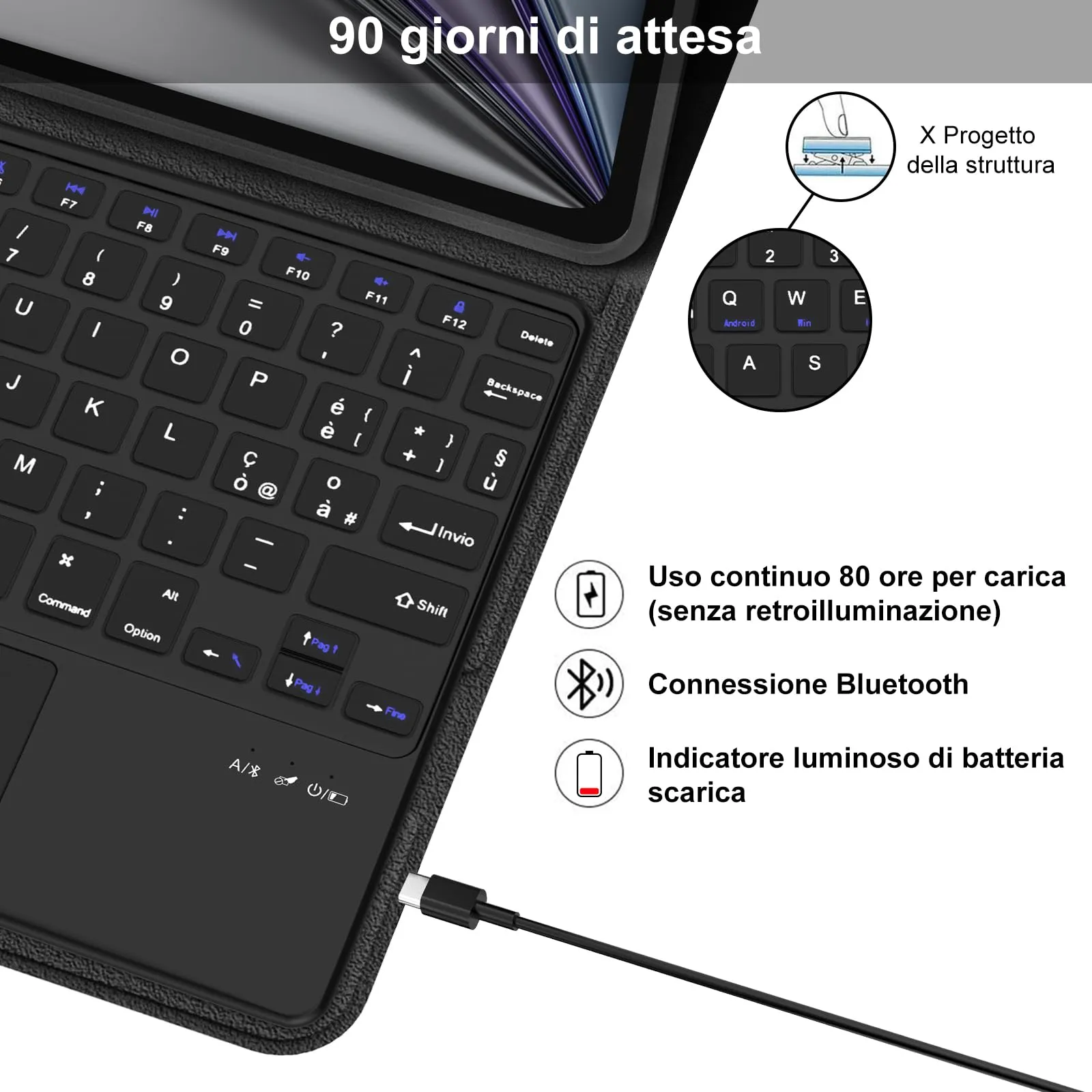 Cover Tastiera per iPad Air 11 M4 2026/M3 2025/M2 2024 11 Pollici - immagine 4