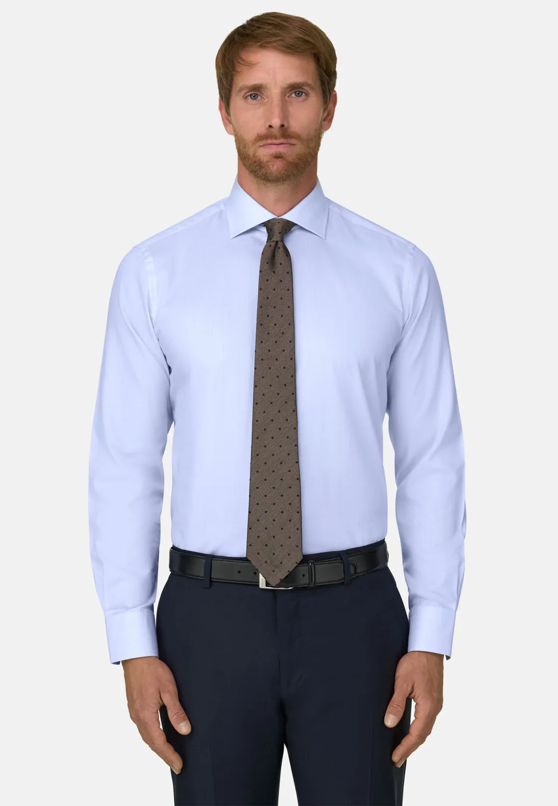 Boggi, Camicia In Dobby Di Cotone Slim Fit, Uomo, Azzurro, Taglia: 44 - immagine 1
