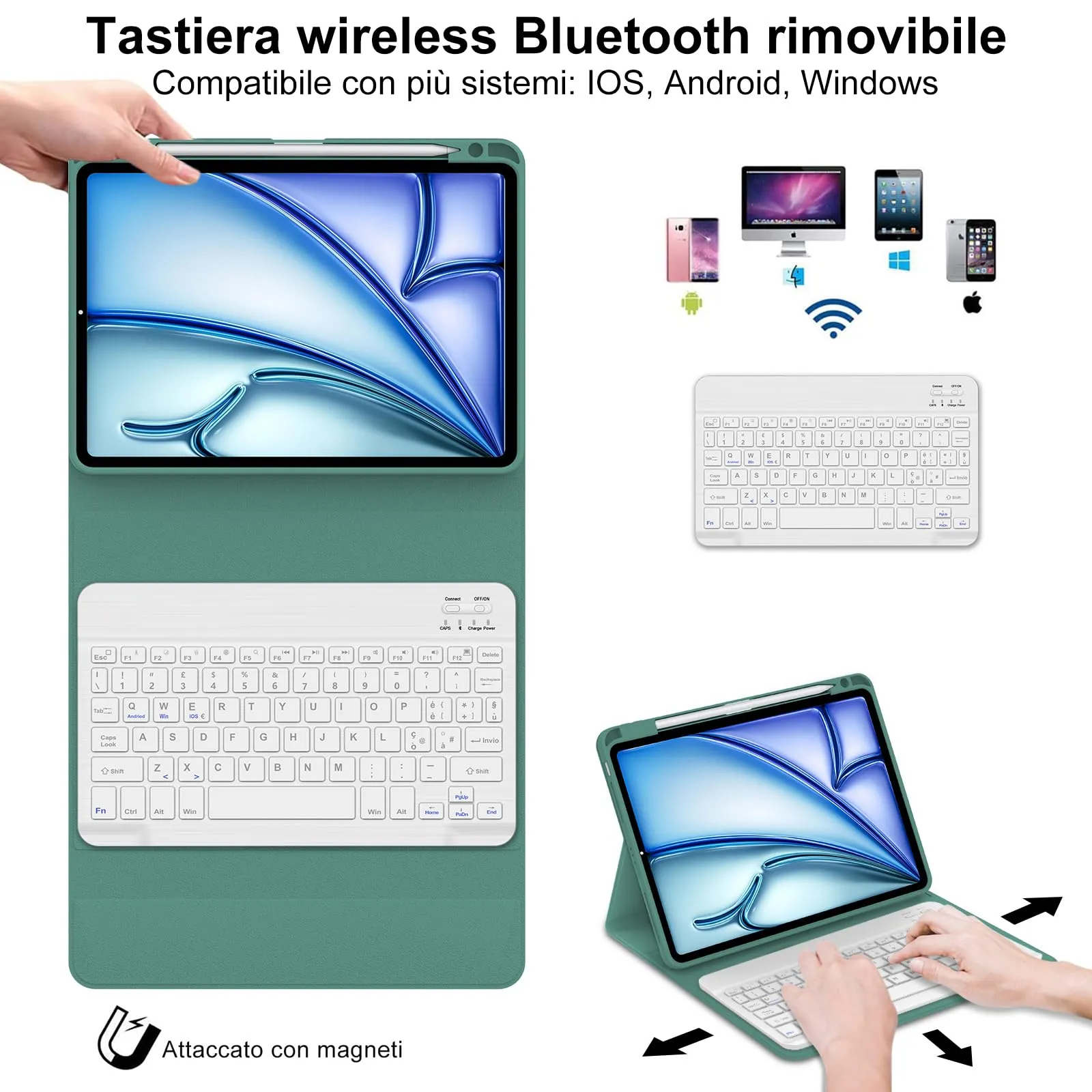 Tastiera per iPad Air 11 M4 2026/M3 2025/M2 2024 11 Pollici con Cover - immagine 3