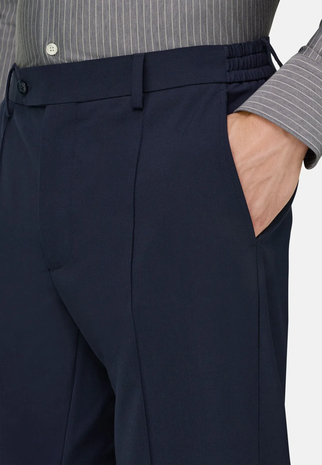 Boggi, Pantaloni In Lana Tecnica, Uomo, Navy, Taglia: 36 - immagine 3