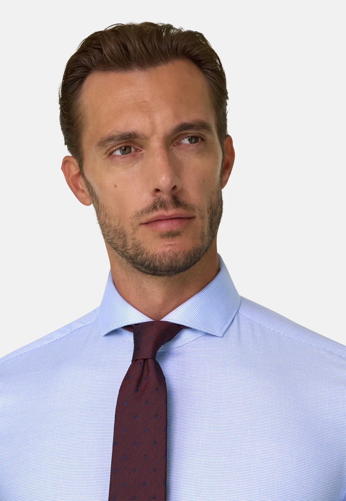 Boggi, Camicia Pied De Poule In Cotone Slim Fit, Uomo, Azzurro, Taglia: 37 - immagine 3
