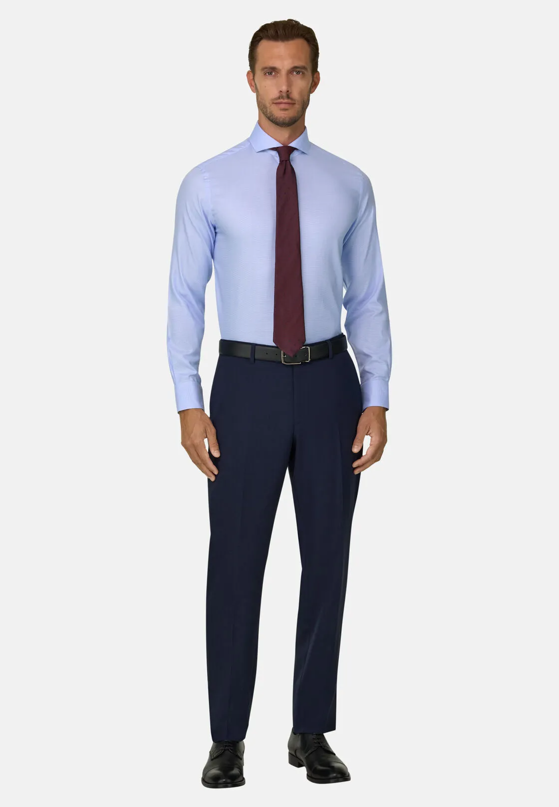 Boggi, Camicia Pied De Poule In Cotone Slim Fit, Uomo, Azzurro, Taglia: 40 - immagine 2