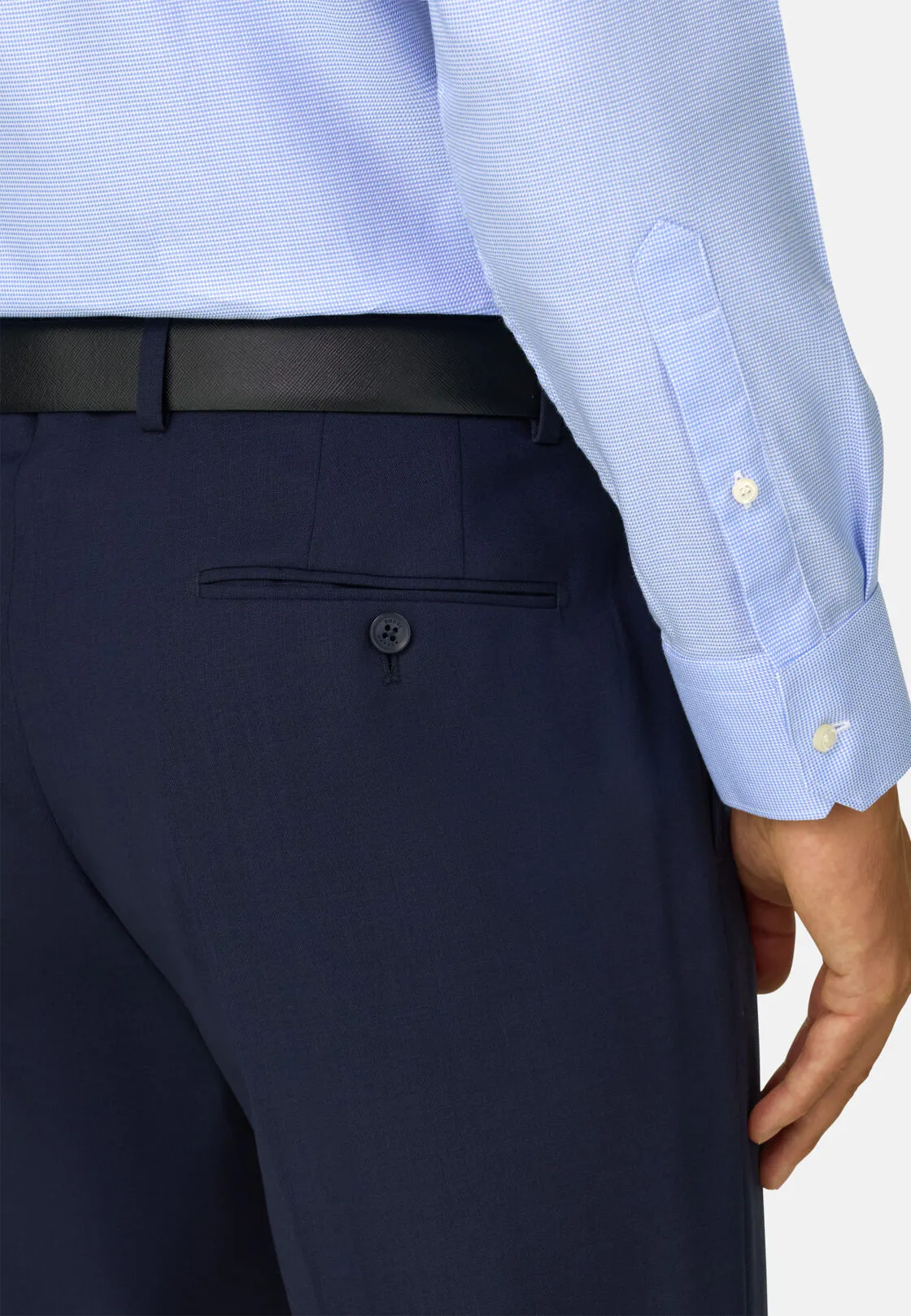 Boggi, Camicia Pied De Poule In Cotone Slim Fit, Uomo, Azzurro, Taglia: 40 - immagine 4