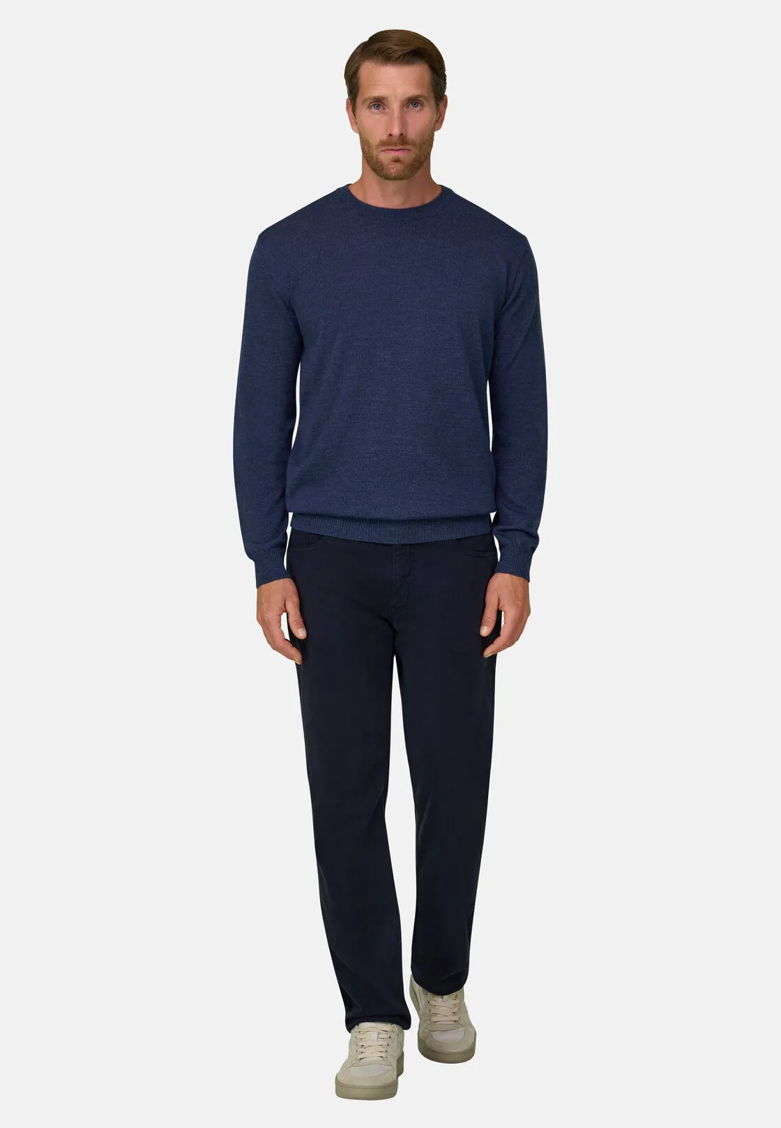 Boggi, Girocollo In Lana Merino Cashwool® Mouliné, Uomo, Indaco, Taglia: M - immagine 2