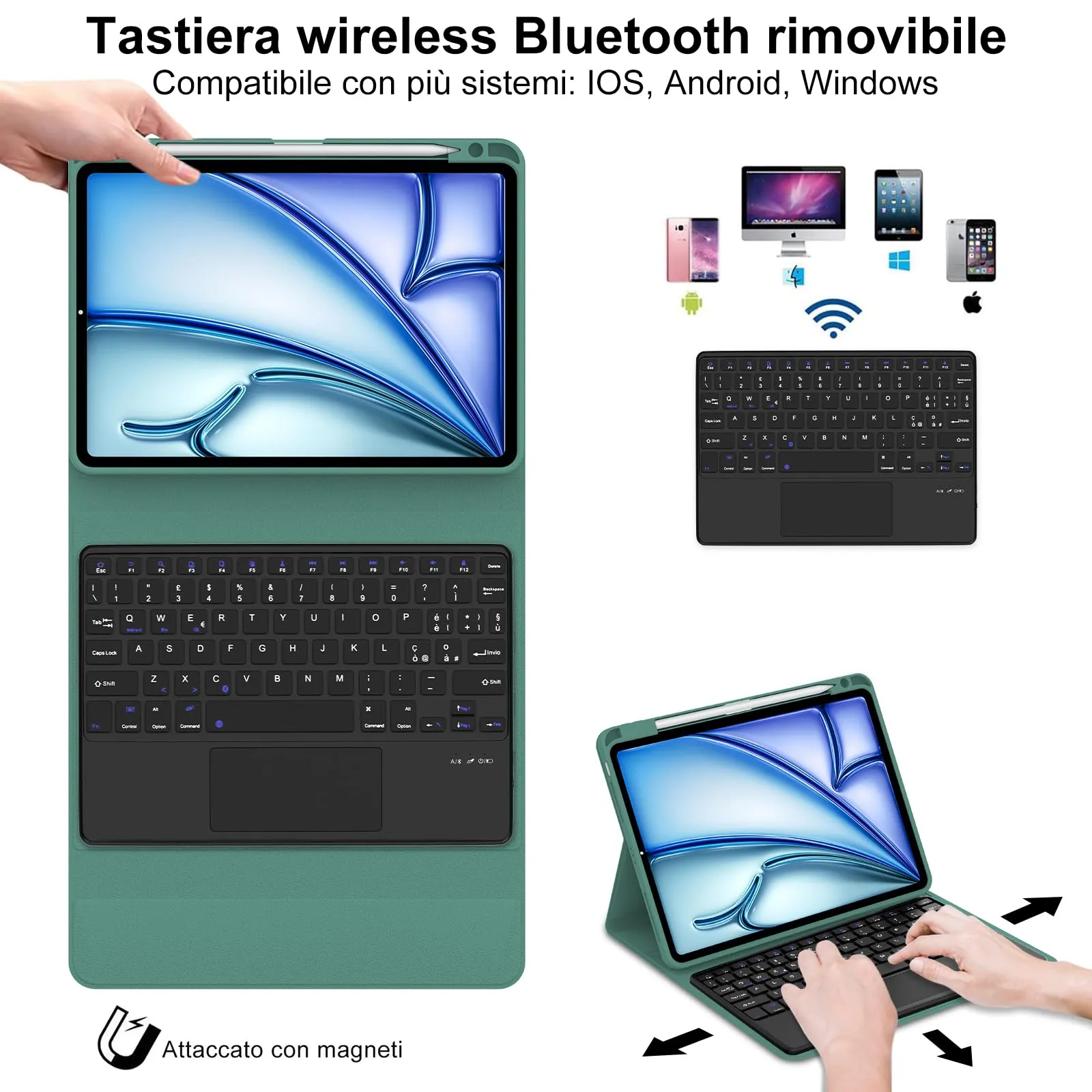 Tastiera per iPad Air 11 M4 2026/M3 2025/M2 2024 11 Pollici con Cover - immagine 3