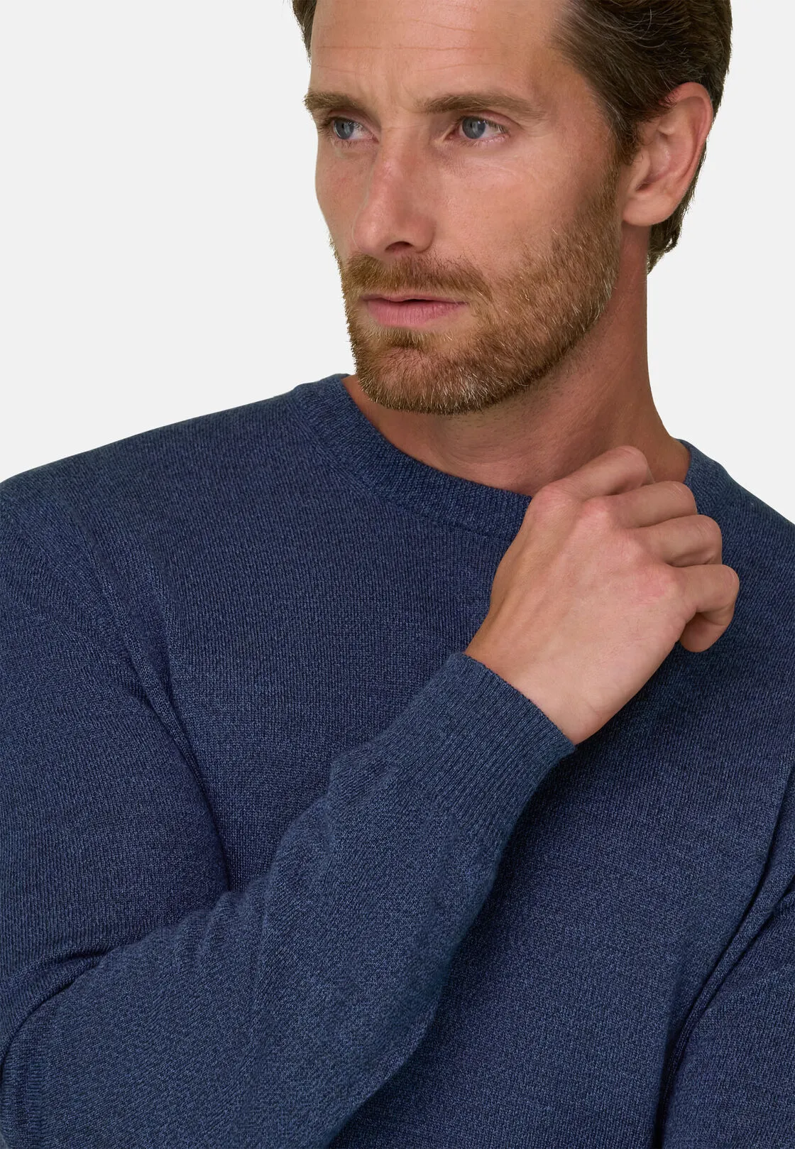 Boggi, Girocollo In Lana Merino Cashwool® Mouliné, Uomo, Indaco, Taglia: XS - immagine 3