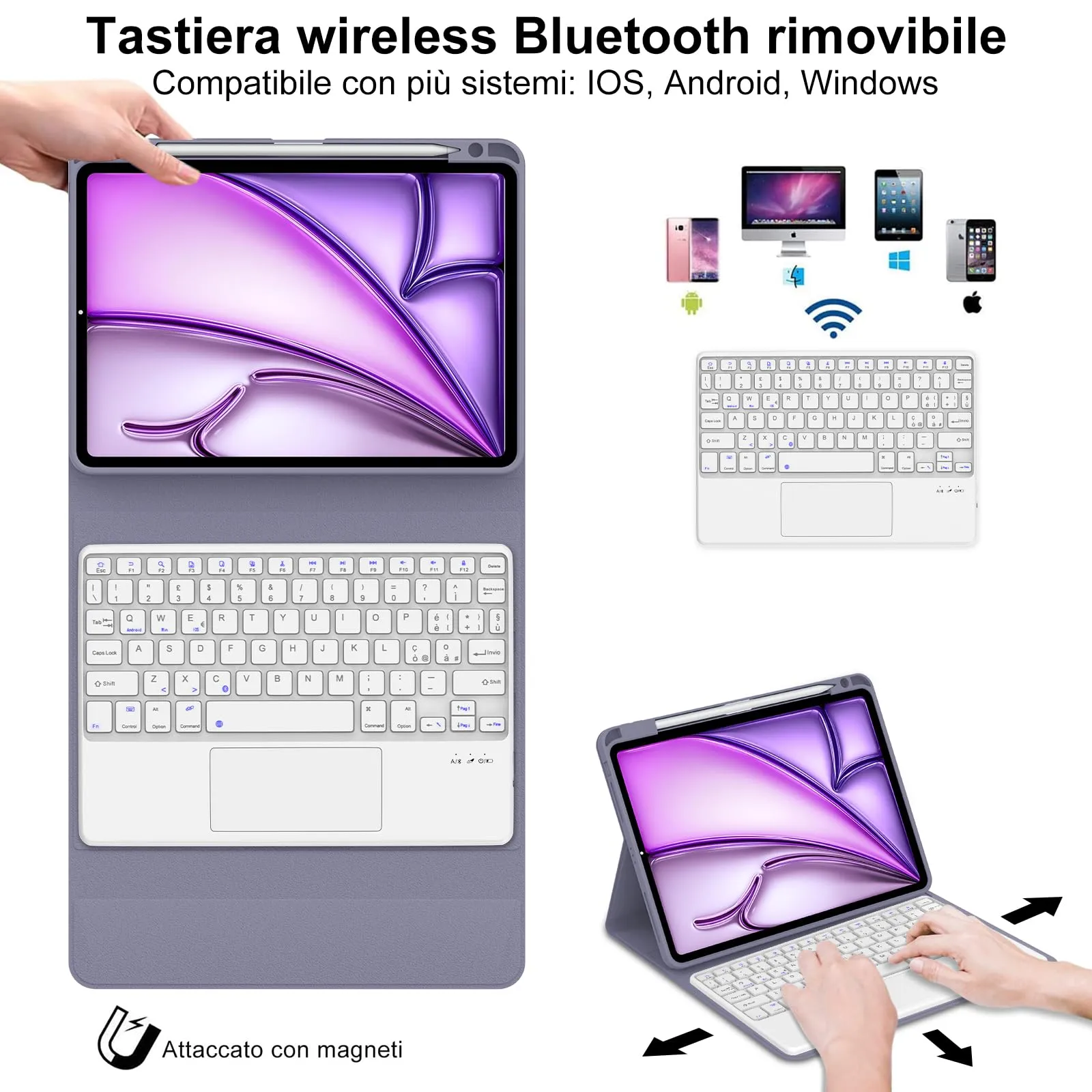 Cover Tastiera per iPad Air 11 M4 2026/M3 2025/M2 2024 11 Pollici - immagine 3