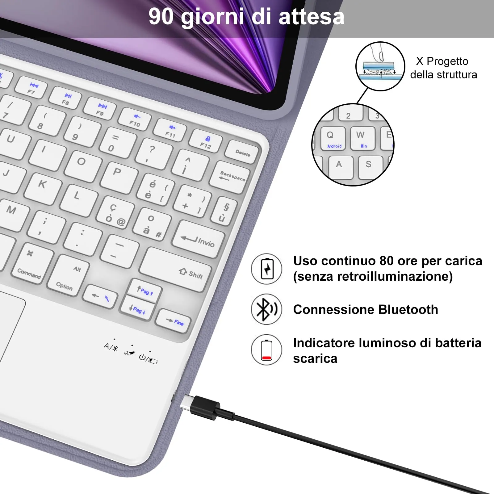 Cover Tastiera per iPad Air 11 M4 2026/M3 2025/M2 2024 11 Pollici - immagine 4