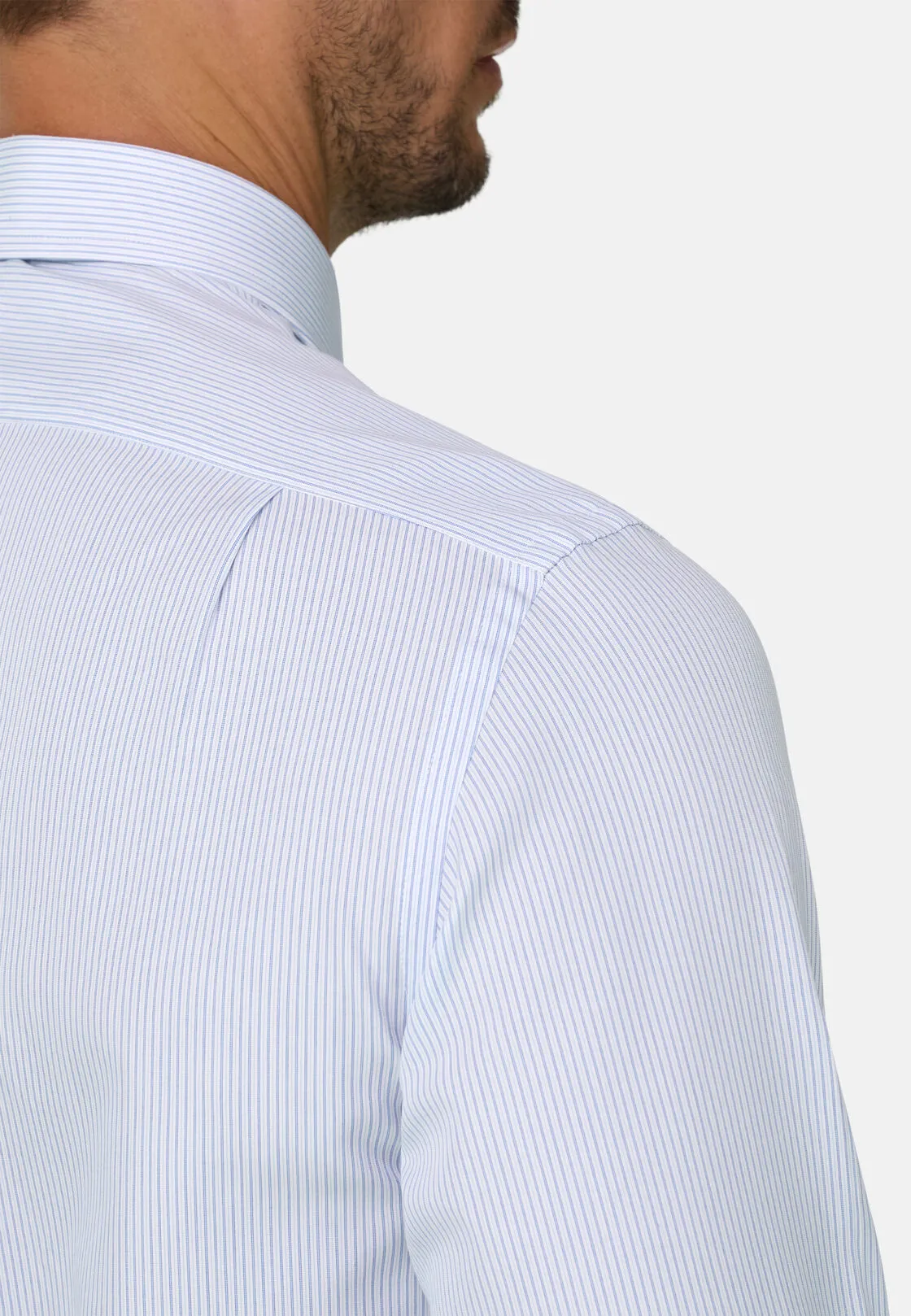 Boggi, Camicia A Righe In Popeline Di Cotone Regular Fit, Uomo, Azzurro, Taglia: 39 - immagine 4