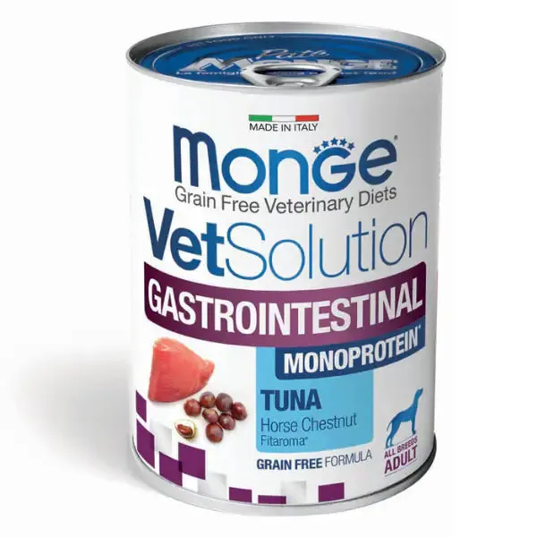 Monge VetSolution Canine Gastrointestinal Monoprotein Grain Free 400 gr Tonno e patate - confezione da 6 pezzi - Dieta veterinaria per cani - immagine 1