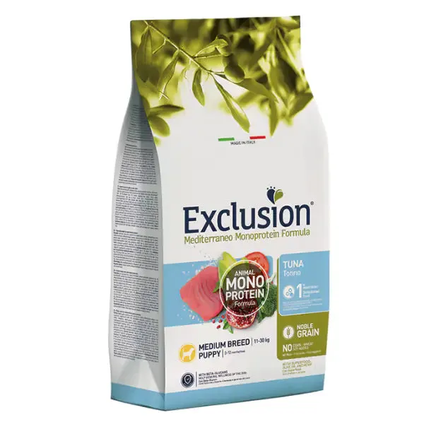Exclusion Mediterraneo Puppy Medium Breed Tonno 12 kg - Croccantini per cani - immagine 1