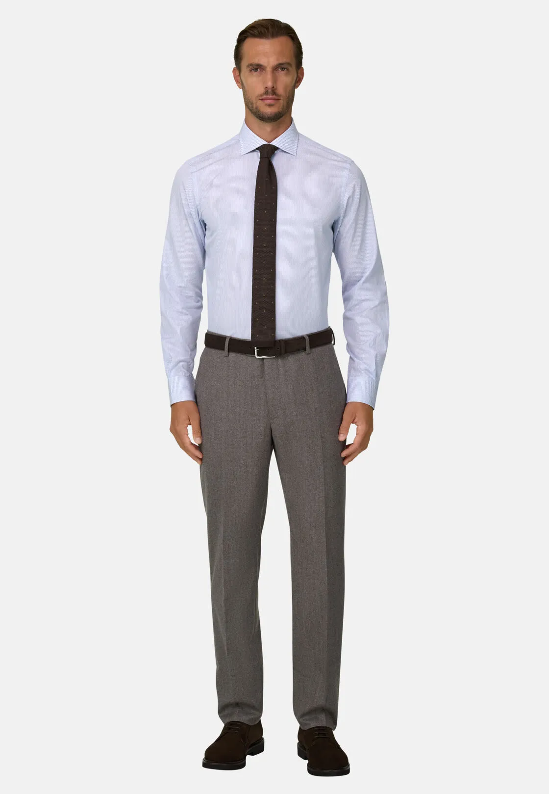 Boggi, Camicia A Righe In Popeline Di Cotone Regular Fit, Uomo, Azzurro, Taglia: 44 - immagine 2
