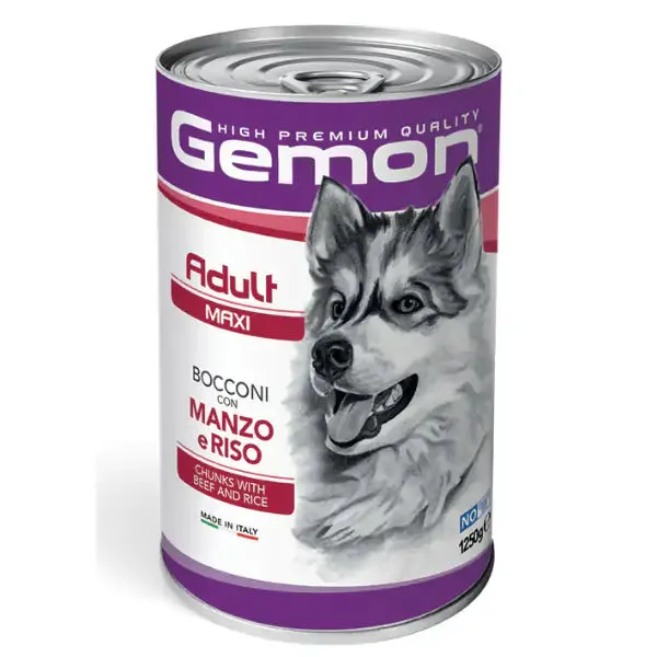 Monge Gemon Dog Bocconi Adult Maxi 1,25 kg Manzo - confezione da 6 pezzi - Cibo umido per cani - immagine 1