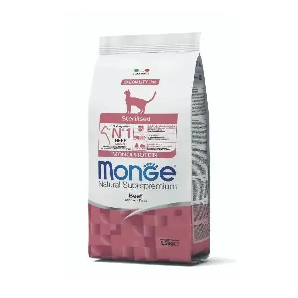 Monge Natural Superpremium Sterilised Monoprotein con Manzo 1,5 kg - Cibo monoproteico gatto - immagine 1